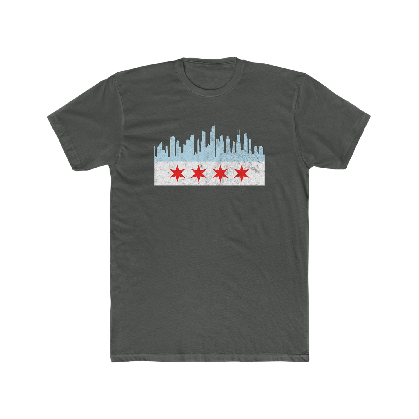 Chicago Skyline Flag Men's Cotton Crew Tee