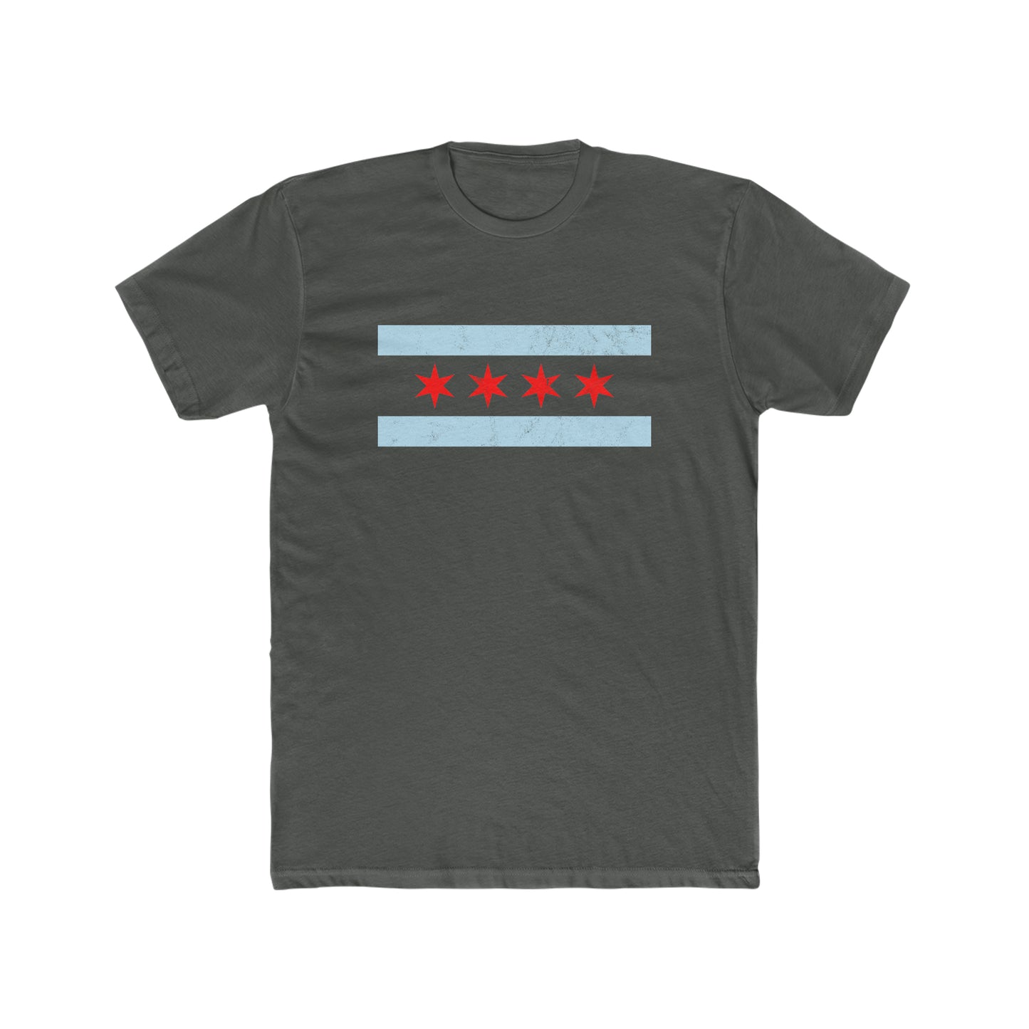 Chicago Flag Dark Grey Men's Cotton Crew Tee