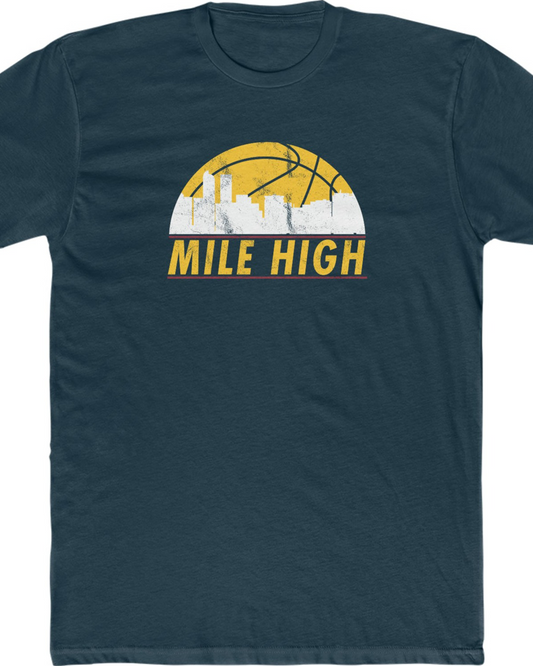 Denver Nuggets Shirt MILE HIGH Basketball Skyline UNISEX Cotton Crew Tee